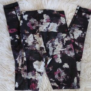 lululemon athletica Black, White & Plum Printed Leggings- 4